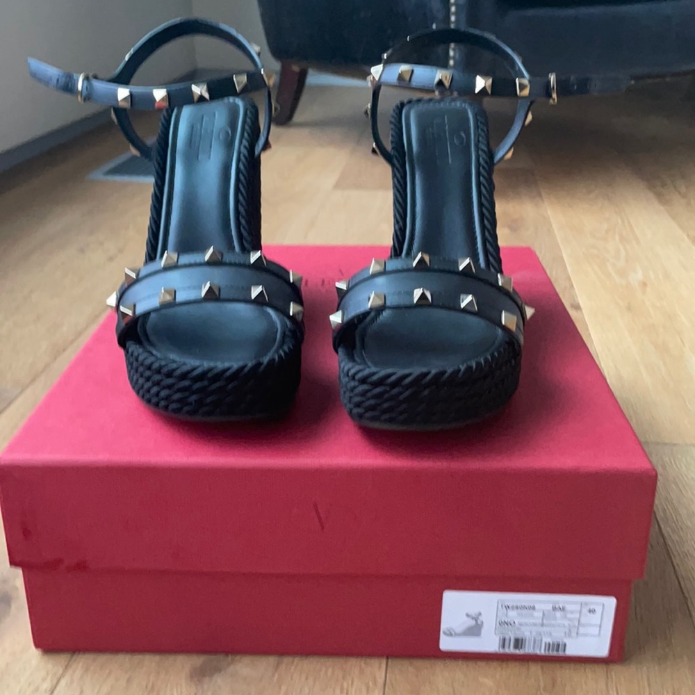 Valentino calfskin studded wedge - size 40 (10) - perfect condition. Authentic